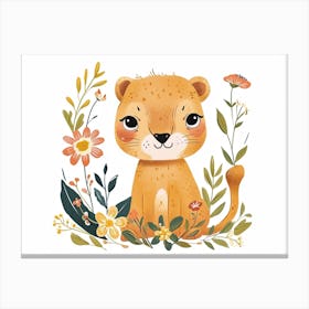 Little Floral Mountain Lion 3 Canvas Print
