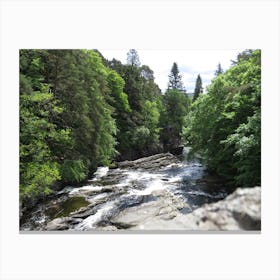 Dramatic River Waterfalls Trees Forest  Canvas Print