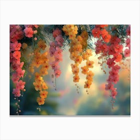 3d Colorful Flowers 1 Canvas Print