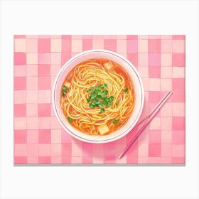 Pho Soup Pink Checkerboard 1 Canvas Print