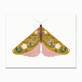 Mustard Floral Moth Canvas Print