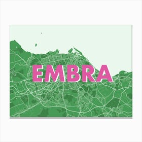 Embra Edinburgh Green Map Canvas Print