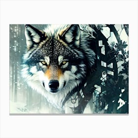 Wolf In The Woods 32 Canvas Print