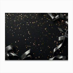 Gold Ribbons On A Black Background 1 Canvas Print