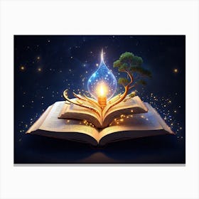 Open Book With Light Bulb Canvas Print