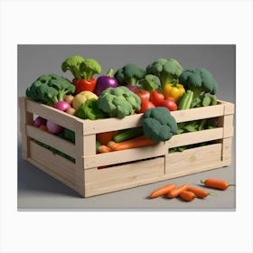 Wooden Crate Filled With Fresh Vegetables 2 Canvas Print