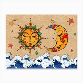 Sun And Moon - Vintage alchemy, esotericism, spiritual, mystic 3 Canvas Print
