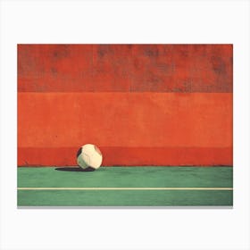 Soccer Ball In Front Of Red Wall Canvas Print