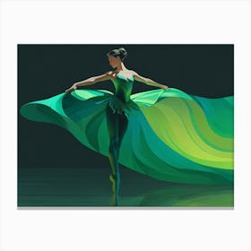 Ballerina In Green Dress 1 Canvas Print