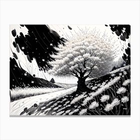White Tree In Snow Canvas Print