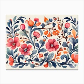 Watercolor Floral Pattern Canvas Print