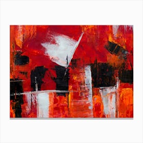 Abstract Painting, Oil On Canvas, Red Color Canvas Print
