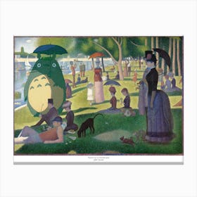 Totoro On La Grand Jatte - Studio Ghibli Mashup Canvas Print