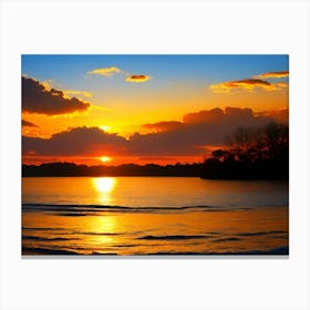 Sunset Over The Lake 7 Canvas Print