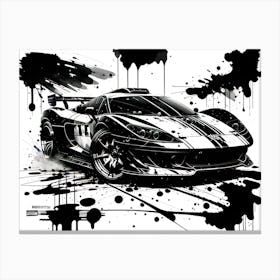 Black And White Sports Car Canvas Print