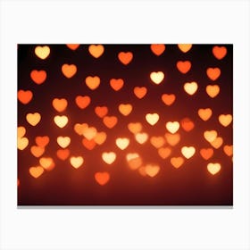 Abstract Image Of A Blurred Background With Heart Shaped Bokeh Lights In Shades Of Red And Orange Canvas Print