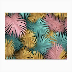 Tropical Colorful Textured Palm Leaves Canvas Print