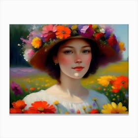 Lady With Flowers In Hair3 Canvas Print