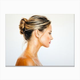 Side Profile Of Beautiful Woman Oil Painting 7 Canvas Print