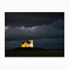 Lightning Storm Over A Castle Canvas Print