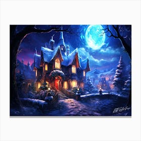 Was Christmas Night - Xmas House Canvas Print