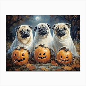 Halloween Pugs In Oil 19 Canvas Print