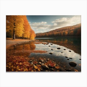 Autumn Trees On A Lake Canvas Print