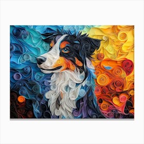 Australian Shepherd Paper Quilling Dog Portrait II Canvas Print