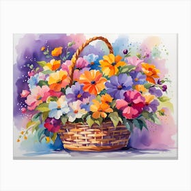 Basket Of Flowers Canvas Print