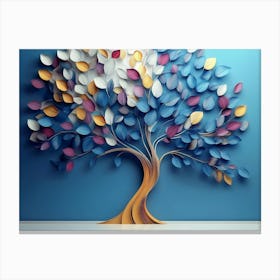 Colorful Tree With Leaves On Hanging Branches 1 Canvas Print