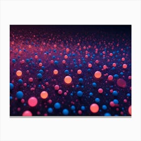 Colorful Spheres In Blue, Pink, And Orange Glow Against A Dark Background, Creating A Futuristic And Technological Abstract Design Canvas Print