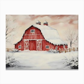 Barn In The Snow 1 Canvas Print