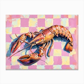 Lobster Pink Checkerboard 2 Canvas Print
