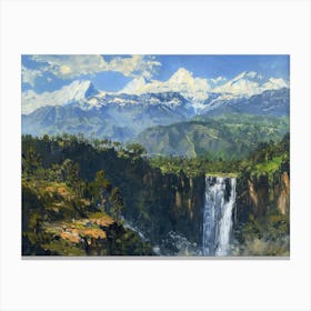 Waterfalls In Nepal Canvas Print