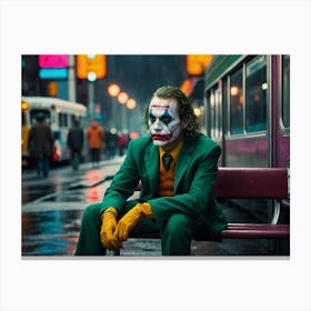 Joker Sitting On A Bench Canvas Print