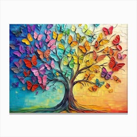 Elegant Colorful Tree with Vibrant Leaves Hanging Branches 4 Canvas Print