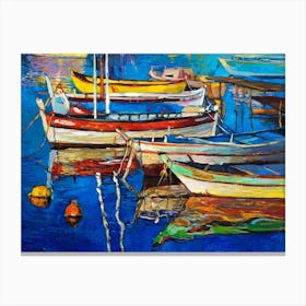 Boats In The Harbor Painting 2 Canvas Print