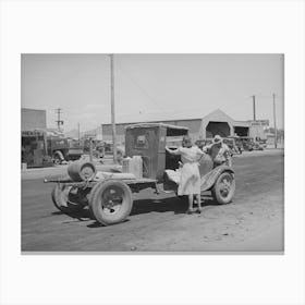 Untitled Photo, Possibly Related To Farmer With His Truck Loaded With Goods Which He Has Bought From The United Canvas Print