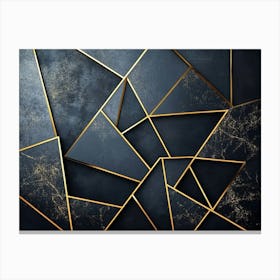 Contemporary Art With Geometric Patterns, Featuring Golden Lines On A Dark Background Canvas Print