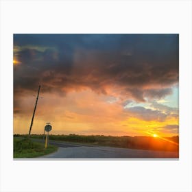 Sunset Over A Road Canvas Print