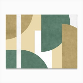 Half-moon Collage Colorblock Graphic Pattern - Gold Sage Green Canvas Print