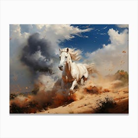 White Horse In The Desert 1 Canvas Print