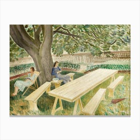 Two Women Sitting In A Garden, 1933 By Eric Ravilious Canvas Print