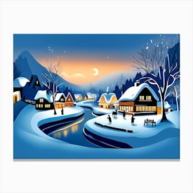 Christmas Winter Village 3 Canvas Print