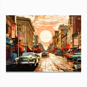 Sunset On The Street Canvas Print