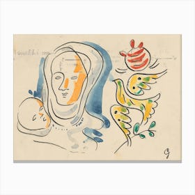 Mother With A Child And A Dove, Mikuláš Galanda Canvas Print