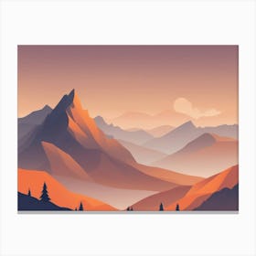 Misty mountains horizontal background in orange tone 51 Canvas Print