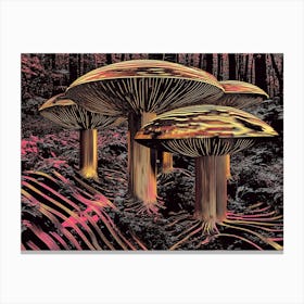 Mushrooms In The Forest 4 Canvas Print