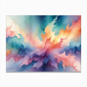 Abstract Image Of Swirling, Fluid Shapes In Shades Of Blue, Pink, And Orange, Creating A Mesmerizing And Organic Effect Canvas Print