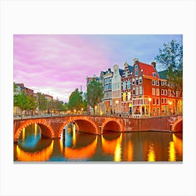 Amsterdam, Keizersgracht Canal At Dusk Canvas Print